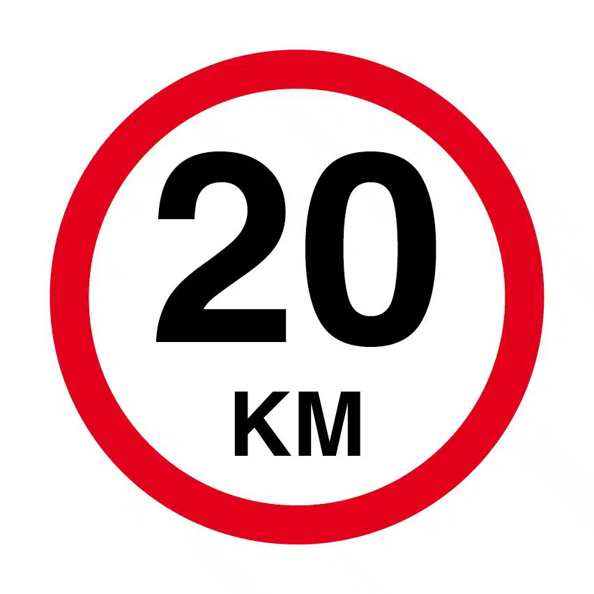 Verkeersbord 20 KM Per uur